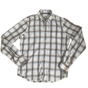 Men’s Abercrombie & Fitch Vintage White & Brown Button Down Flannel Size Large!